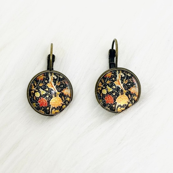 Vintage Feel Floral Print Design Earrings 4 pairs Set - Picture 9 of 9